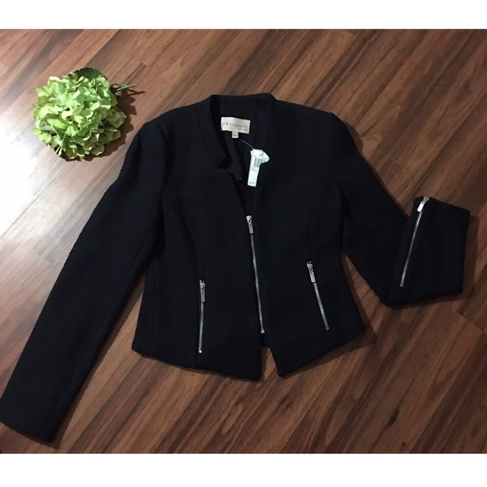 NWT Philosophy by Republic navy Zipper Jacket/blazer